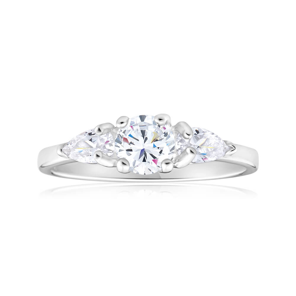 Heavy Sterling deals Silver Cubic Zirconia Trilogy Ring.