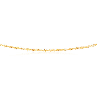 9ct Yellow Gold Singapore with White Cubic Zirconia Heart Charm 27cm Anklet