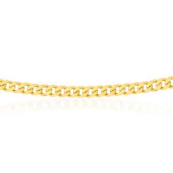 9ct Yellow Solid Gold Flat Bevelled Curb 55cm Chain 180gauge