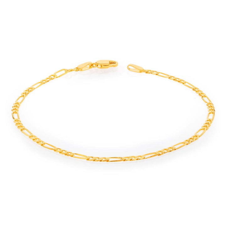 9ct Yellow Gold 60 Gauge Figaro 19cm Bracelet