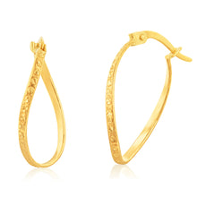 Load image into Gallery viewer, 9ct Yellow Gold Double Side Diamond Cut Twisted Hoop Earrings