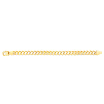 9ct Yello Gold Curb Fancy Zirconia 19cm Bracelet