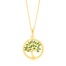 Load image into Gallery viewer, 9ct Yellow Gold Green Enamel Tree Of Life Pendant