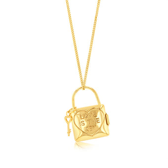 9ct Yellow Gold Lock And Key Locket Pendant