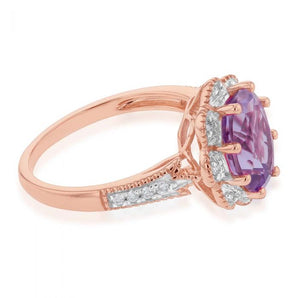 9ct Rose Gold 2.40ct Amethyst and Diamond Ring