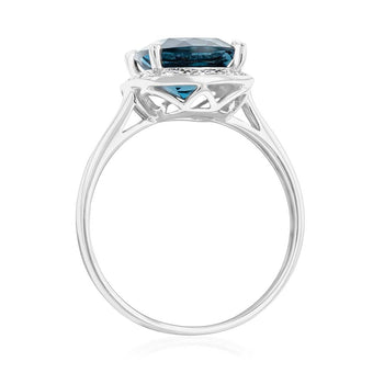 9ct White Gold 8mm 2.70ct London Blue Topaz and Diamond Ring