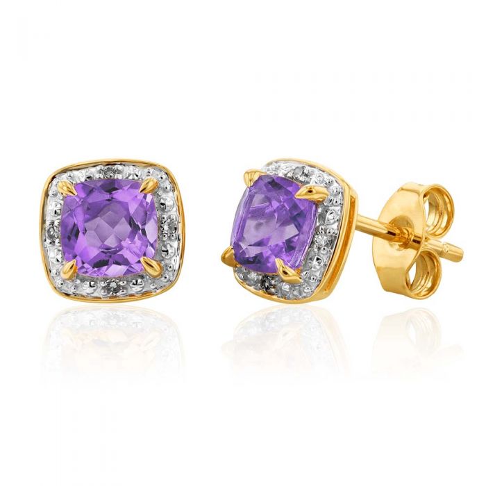 Amethyst stud store earrings yellow gold