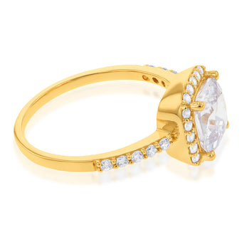 9ct Yellow Gold Zirconia Cushion Cut Ring