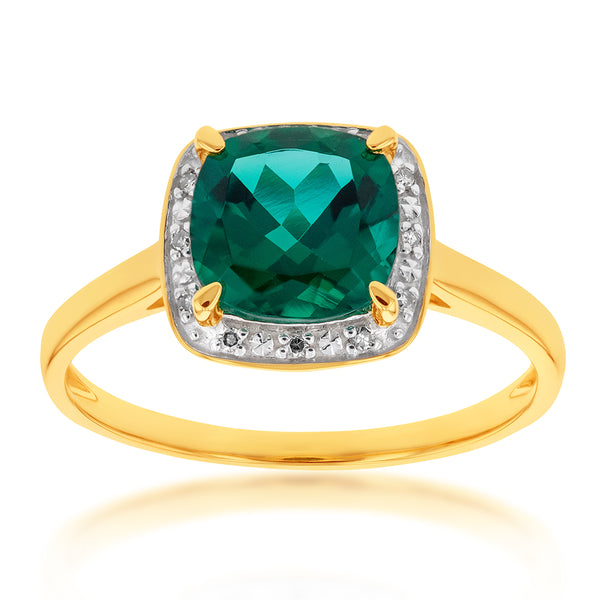 HM#6007 – Cushion Cut Emerald & Pear Shape Diamond Ring – SES Creations