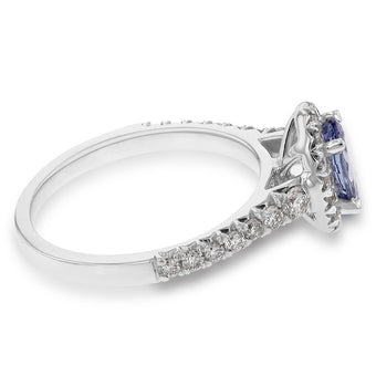 9ct White Gold Tanzanite and Diamond Oval Halo Ring