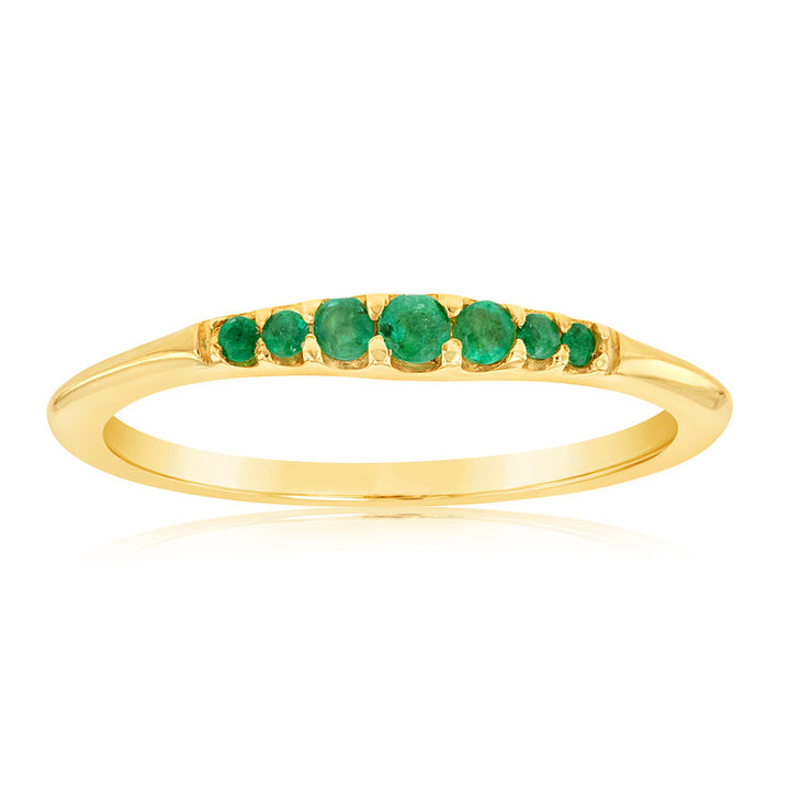 9ct Yellow Gold Graduating Natural Emerald Ring