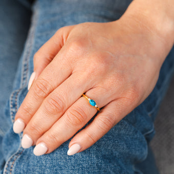 Sterling Silver Yellow Gold Plated Created Oval Green Turquoise And Zirconia Ring