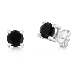 Sterling Silver Natural Black Onyx 5mm Stud Earrings