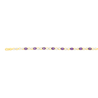 9ct Yellow Gold Natural Amethyst & Diamond Infinity Bracelet