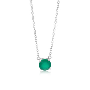 7mm Natural Green Onyx Pendant in Sterling Silver with Chain