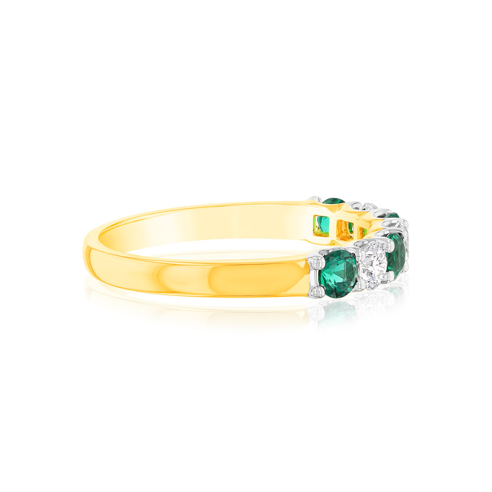 Luminesce Lab Grown 9ct Yellow Gold Created Emerald 0.30 Carat Diamond Ring