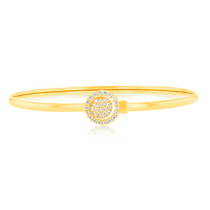 9ct Gold Silver Filled Cubic Zirconia Sun-Flower Power 2 way Oval 50x60mm Bangle