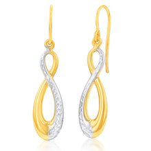 Load image into Gallery viewer, 9ct Yellow And White Gold Silverfilled Infinity Drop Earrings