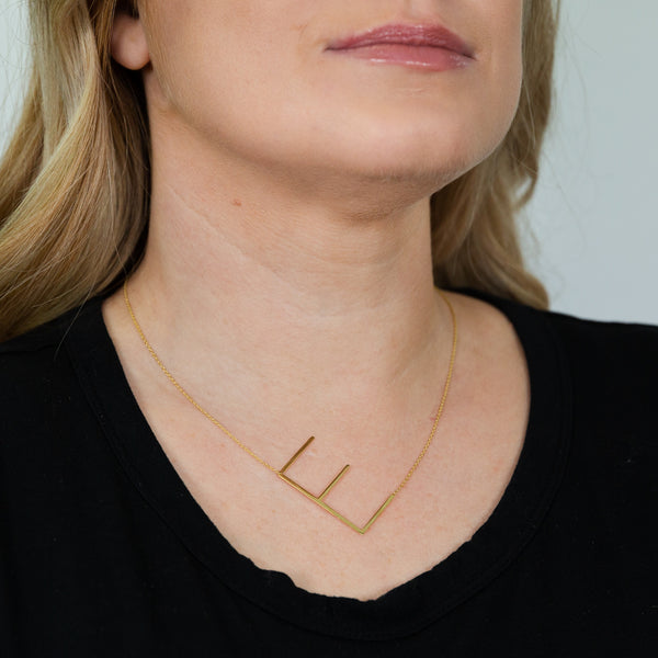 Gold bar online initial necklace