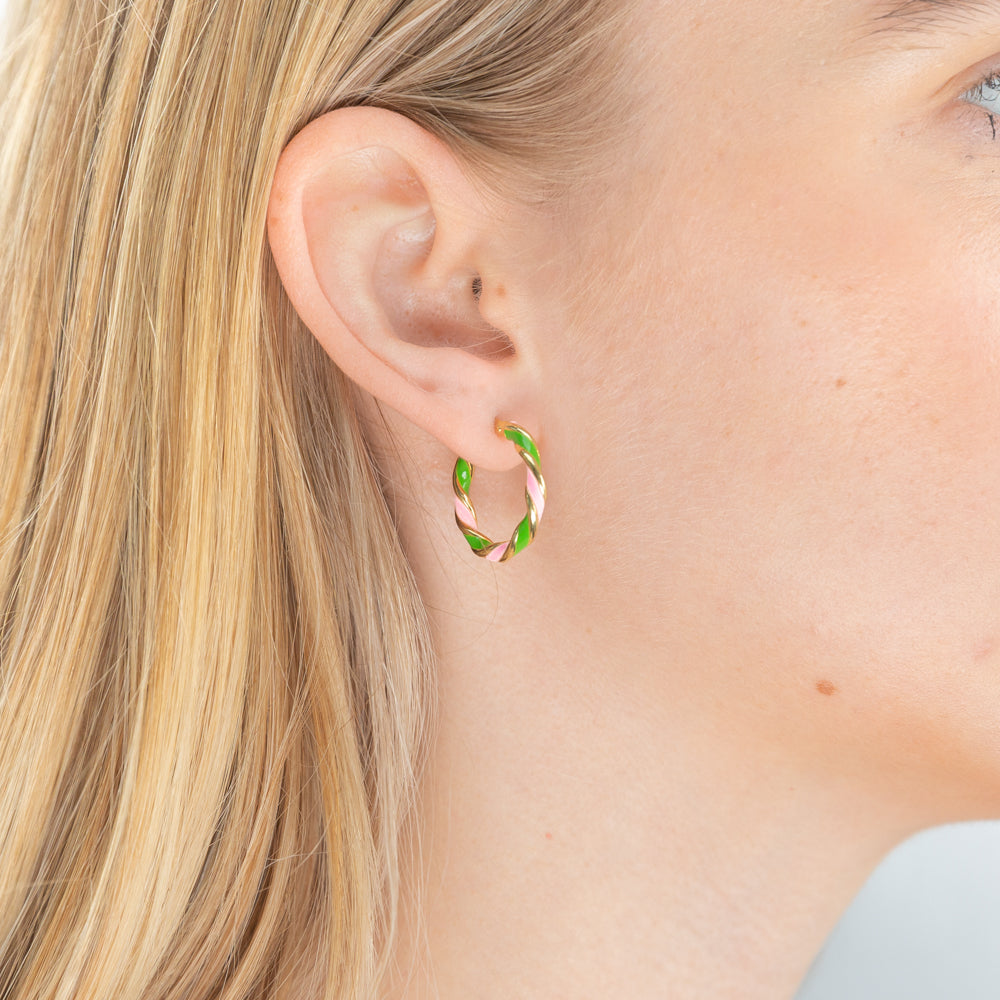 Small green on sale hoop earrings