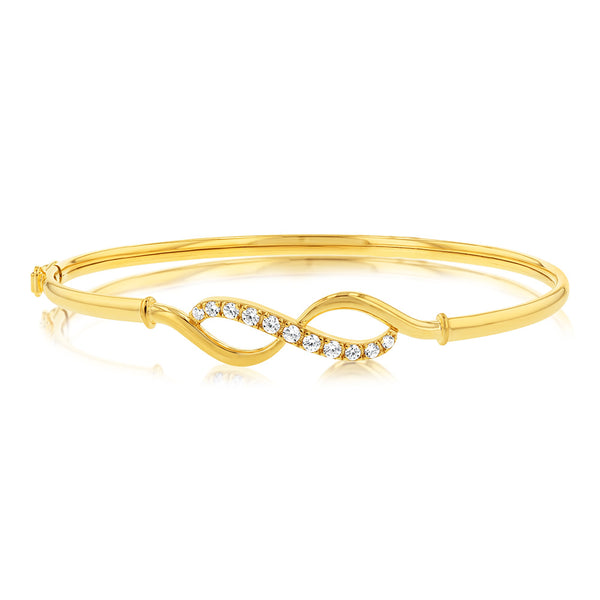 9ct Yellow Gold Silverfilled Cubic Zirconia Infinity Bangle – Shiels ...