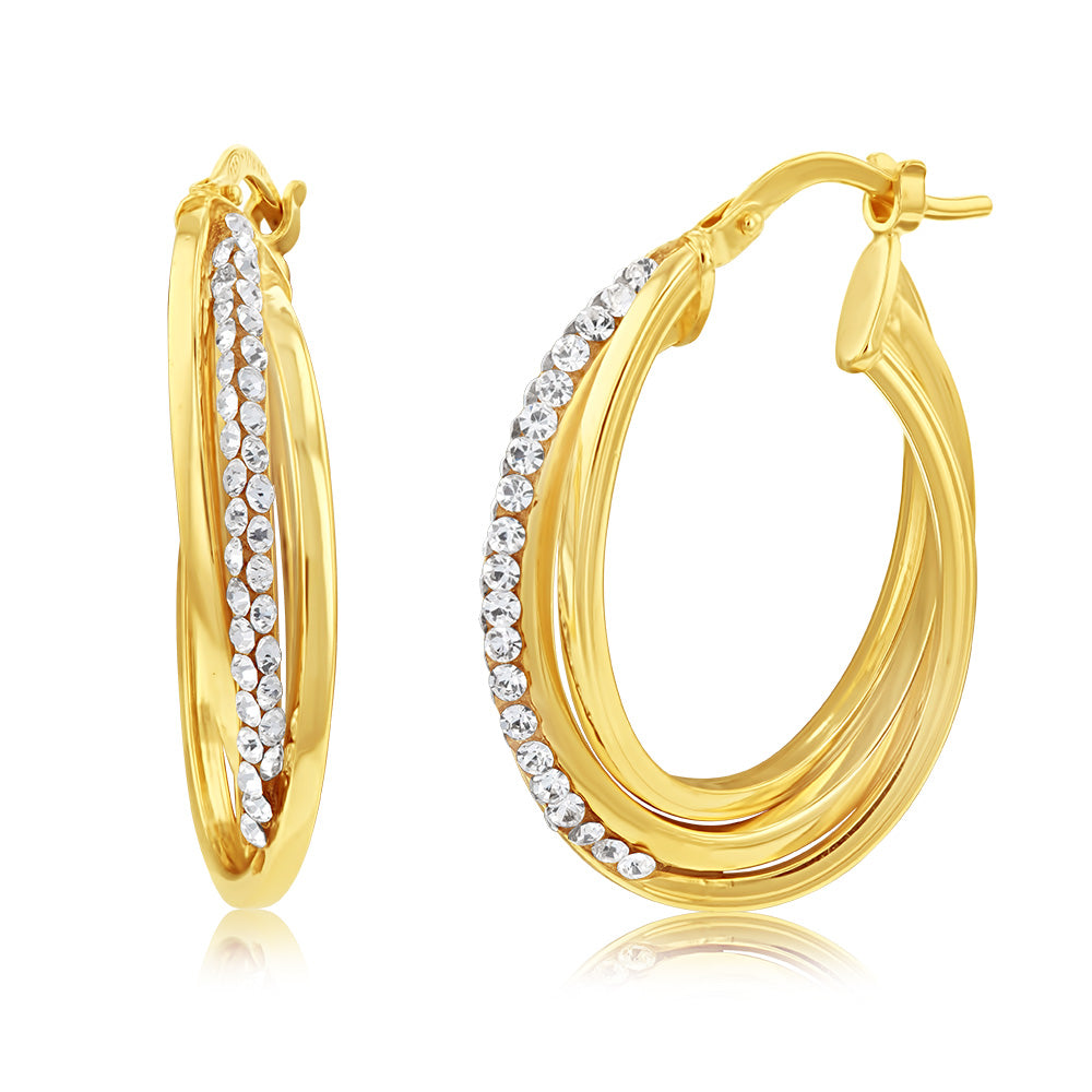 9ct Yellow Gold Silverfilled Crystal Hoop Earrings – Shiels Jewellers