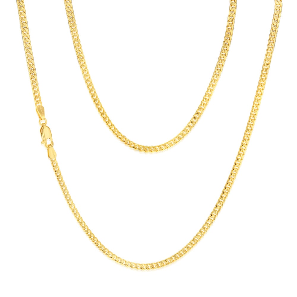 9ct Yellow Gold Silverfilled 80 Gauge Curb 45cm Chain – Shiels Jewellers