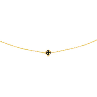 9ct Yellow Gold Silverfilled Black Flower 45cm Chain