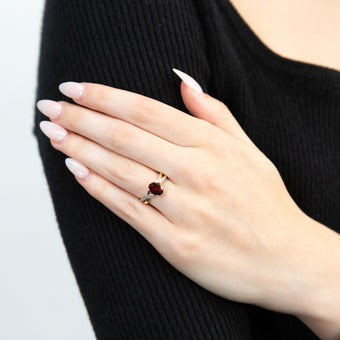 9ct Dazzling Yellow Gold Diamond and Garnet Ring