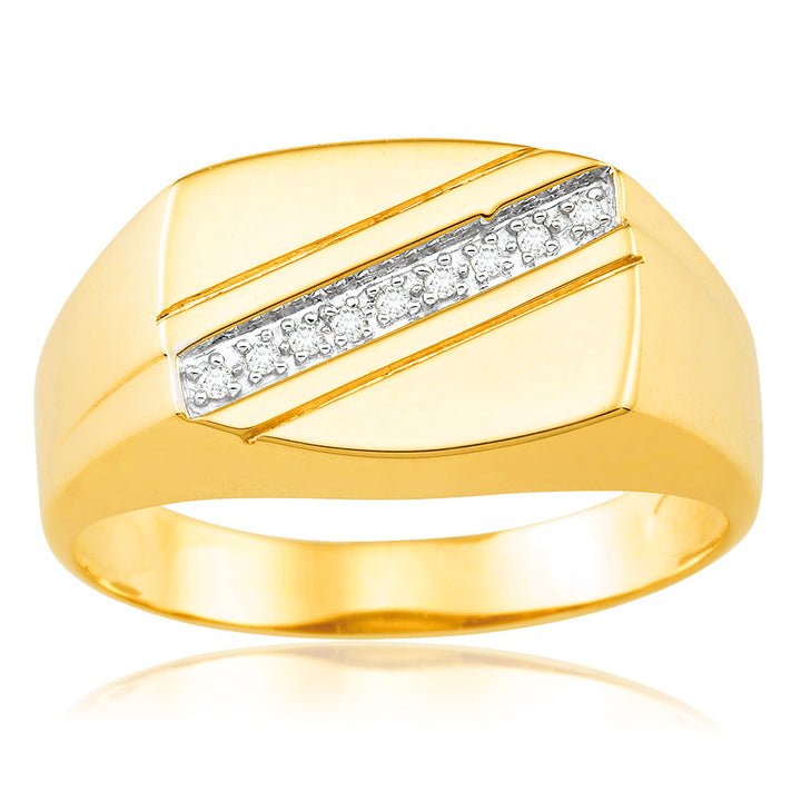 9ct Yellow Gold Diamond Ring  Set with 9 Stunning Brilliant Diamonds