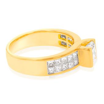 18ct Yellow Gold 'Princess Celia' Ring With 2 Carats Of Diamonds