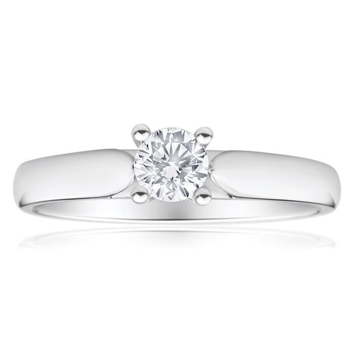 9ct White Gold Solitaire Ring With 0.30 Carat 4 Claw Set Diamond