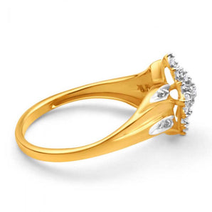 9ct Yellow Gold Diamond Ring Set With 16 Brilliant Cut Diamonds