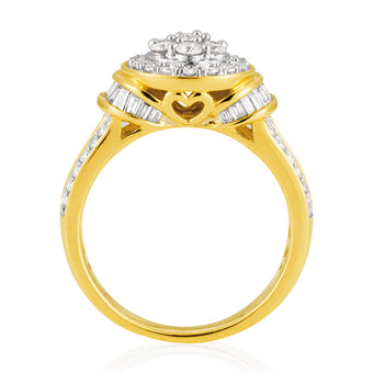 9ct Yellow Gold 1 Carat Diamond Set Cluster Ring