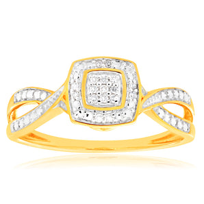 9ct Yellow Gold Diamond Ring Set with 29 Stunning Brilliant Diamonds