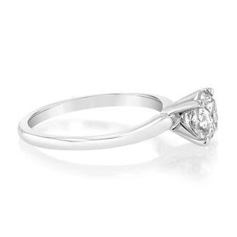 14ct White Gold 1 Carat Brilliant Cut Diamond Solitaire Ring in Knife Edge Setting