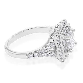 18ct White Gold 1.80 Carat Diamond Ring with 1.00 Carat Certified Princess Centre