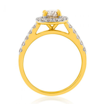 18ct Yellow Gold 1.50 Carat Diamond Ring With 1 Carat Oval Australian Diamond