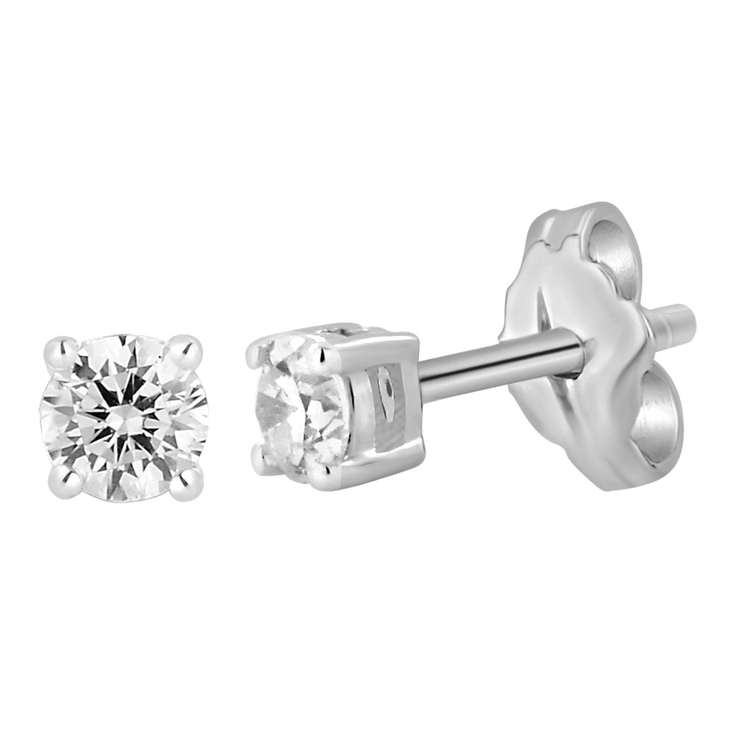 9ct White Gold  0.05 Carat Diamond Stud Earrings