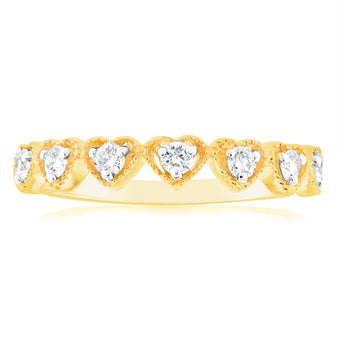 Luminesce Lab Grown 9ct Yellow Gold Heart Diamond Ring