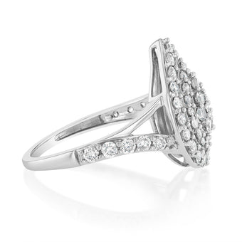 9ct White Gold 1 Carat Diamond Pear Shape Cluster Ring