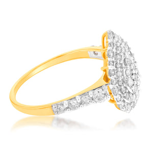 9ct Yellow Gold 1 Carat Diamond Pear Shape Cluster Ring