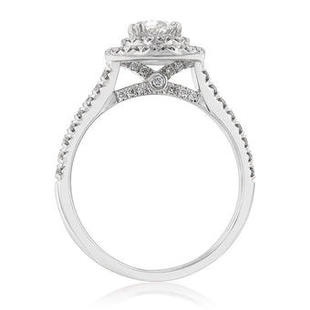 18ct White Gold 1 Carat Diamond Solitaire Ring with 0.45 Carat Oval Centre