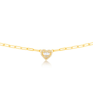 14ct Yellow Gold 1/2 Carat Diamond Heart Pendant On 41cm Chain