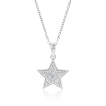 Load image into Gallery viewer, 14ct White Gold 1/10 Carat Diamond Star Pendant On 45cm Chain