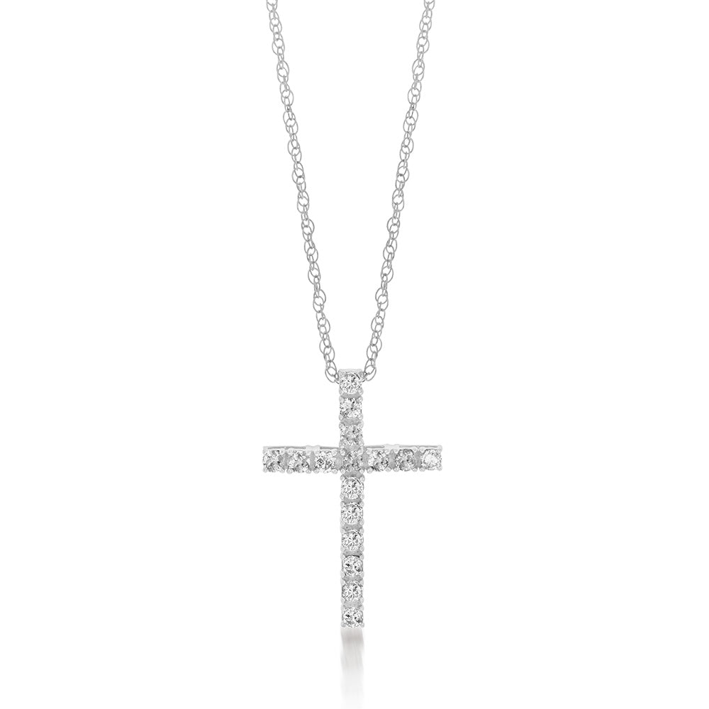 Silver 1/2 Carat Diamond Cross Pendant on 46cm Chain – Shiels Jewellers