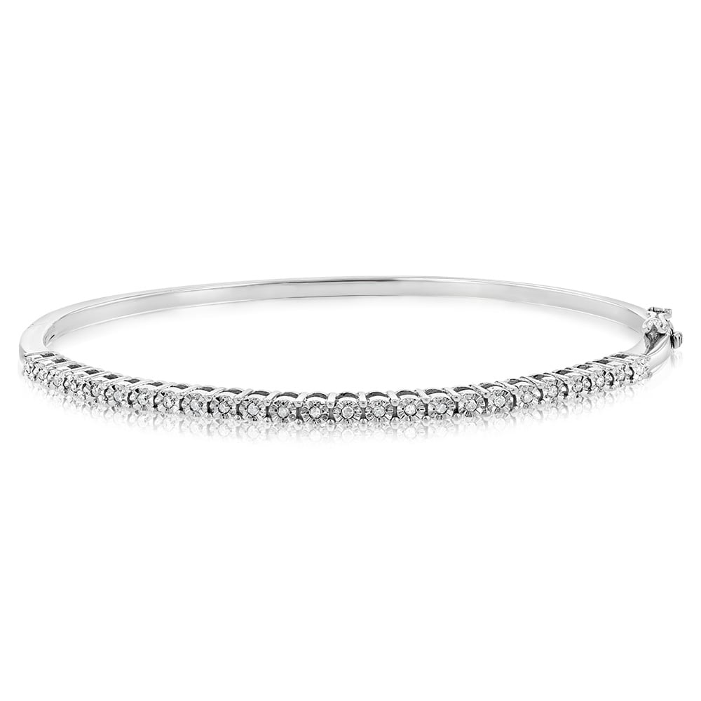 Silver 1/4 Carat Diamond Bangle – Shiels Jewellers