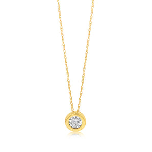 10ct Yellow Gold Diamond Pendant on 9ct Chain