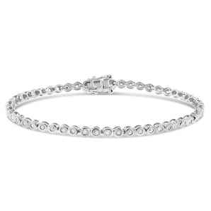 1 Carat Diamond Bezel Set Tennis Bracelet With 53 Diamonds 18cm in Sterling Silver