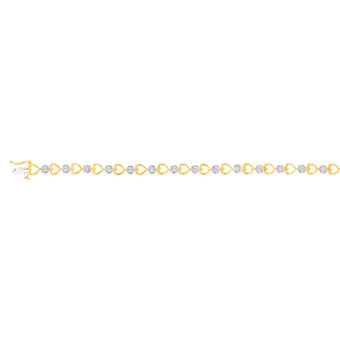 Sterling Silver Gold Plated Diamond Bracelet with Heart Design